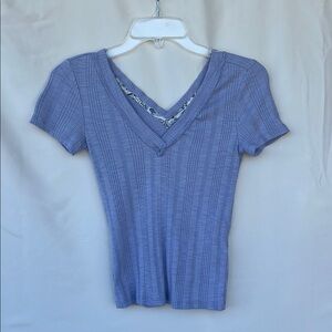 Pilcro Purple Fitted Ribbed Tee XS